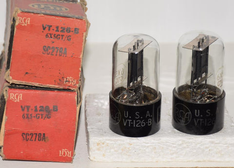 (!!!!) (Best Pair #1) 6X5GT=VT-126B RCA black plates NOS 1943 (56-59/40 and 54-57/40) (Best Sound) (Audio Note, Mapletree)