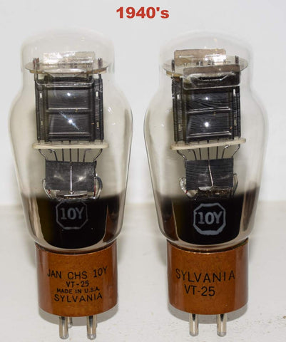 (!!!!) (Recommended Pair) 10=VT-25 SYLVANIA NOS 1940's (28.6ma and 29.6ma) (Same Gm)