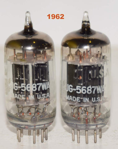 (!!!!!) (Best Overall Pair) JG-5687WA GE black plates NOS 1962 (37/38ma and 35/37ma) (low noise)