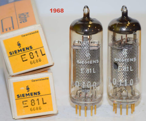 (!!) (PAIR) E81L=6686 Siemens made By Valvo, Hamburg, Germany NOS 1968 (13.4ma and 13.8ma)