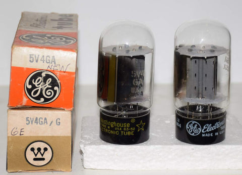 (!!!!) (Recommended GE Pair) 5V4GA GE NOS 1963-1965 (62-62/40 and 62-62/40) 1% matched