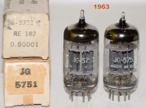 (!!!!) (Best Pair 1963) JG-5751 GE double mica gray plates NOS 1963 (2.0/2.2ma and 2.0/2.1ma)