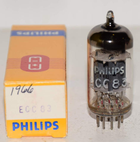(!!!!) (Best Single 1966) 12AX7=ECC83 Philips Holland NOS 1966 (2.1/1.9ma and Gm=2100/2100) (Highest mA and Gm)