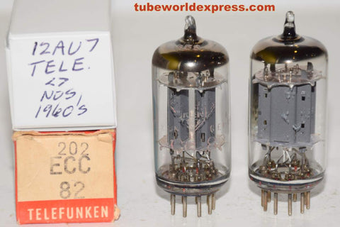 (!!!!) (Recommended Pair) ECC82=12AU7 Telefunken Germany <> Bottom smooth plates NOS 1960's - 1970 faded printing (8.2ma/8.6ma and 8.8/9.2ma)