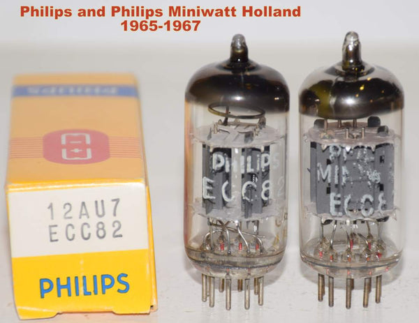 HOLLAND PAIR) 12AU7=ECC82 Philips and Philips Miniwatt Holland