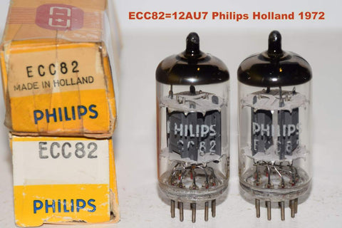 (!!!!) (Best Pair) ECC82=12AU7 Philips Holland NOS 1972 (12/12ma and 11.2/11.8ma) (Highest mA and Gm)