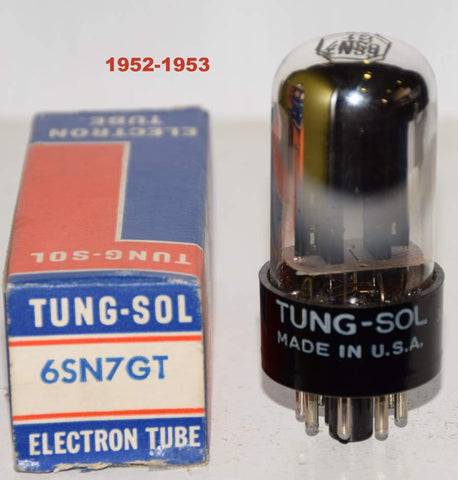 (!!!) (Best Single) 6SN7GT Tungsol parallel black plates chrome top NOS 1952-1953 (11.4/11.2ma)