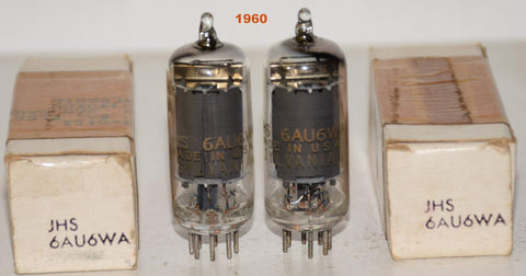 (!!) (Best Pair #1) JHS-6AU6WA Sylvania NOS 1960 (8.3ma and 8.5ma)