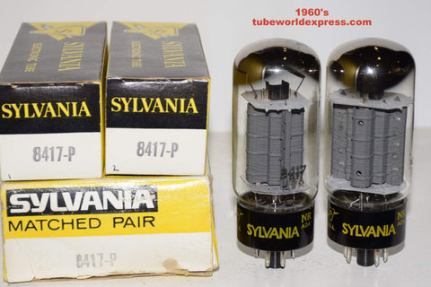 (!!!!) (Factory Matched Pair) 8417-P Sylvania NOS same build 1960's (92ma and 92.5ma)