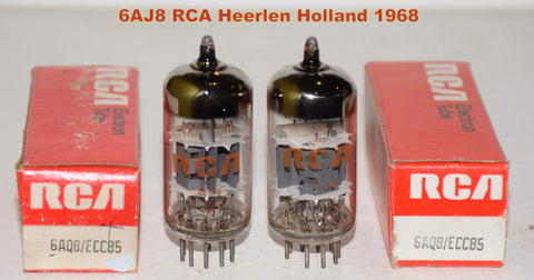 (!!!) (Recommended Pair) ECC85=6AQ8 RCA Heerlen Holland NOS 1968 (21/16.5ma and 18.5/15.5ma) (close Gm)