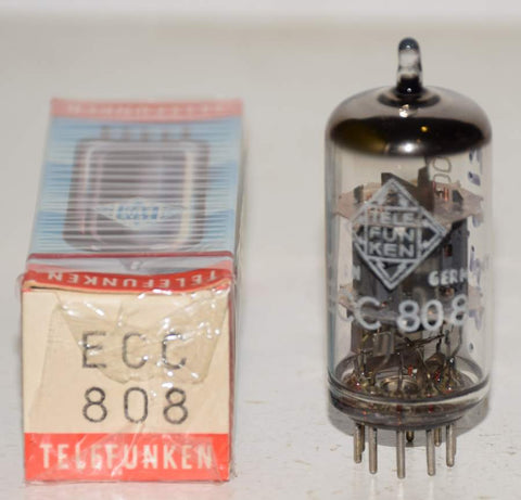 (!) ECC808=6KX8 Telefunken Diamond Bottom NOS 1963 (.8/.9ma Gm=1300/1400)