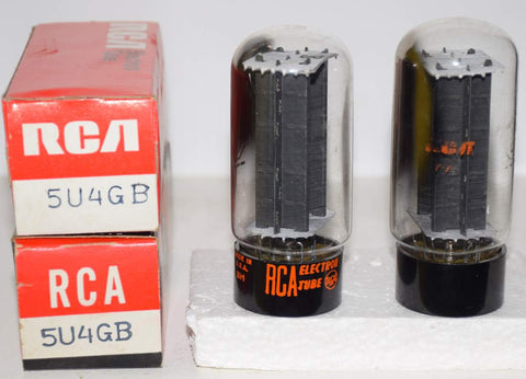 (!!) (BEST PAIR) 5U4GB RCA NOS 1966-1970 era (58-60/40 and 60-62/40)