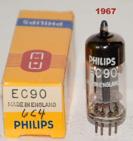 (Best Single) EC90=6C4 Mullard branded Philips UK box plate NOS 1967 (11ma)