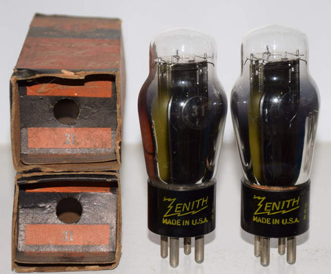 (!) (1 Pair) 31 Sylvania rebranded Zenith NOS 1940's (12.8ma and 13.6ma)