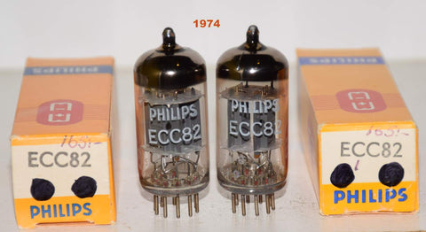 (!!!!!) (Best Pair 1974) 12AU7 Mullard Philips UK NOS 1974 (10.4/9.4ma and 10.0/9.8ma) (Rogue, Hovland, Audio Note) 1-3% matched