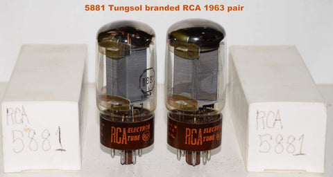 (!!!!) (Best Pair #2) 5881 Tungsol branded RCA used/good 1963 (64ma and 65ma)