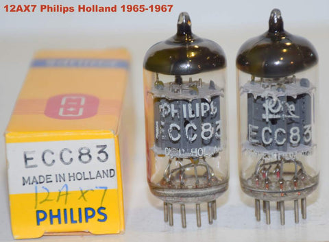 (!!!!) (Recommended Pair) 12AX7=ECC83 Philips and Pope Holland NOS 1965-1967 (2.1/1.8ma and 1.6/2.1ma) (Highest mA and Gm)