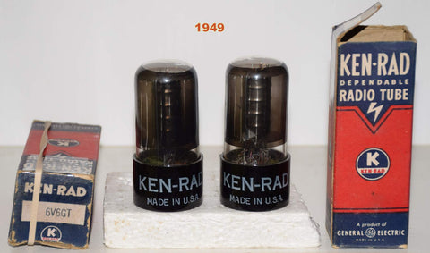 (!!!!!) (Recommended Pair) 6V6GT Ken Rad coated glass NOS 1949 (39ma and 42ma)