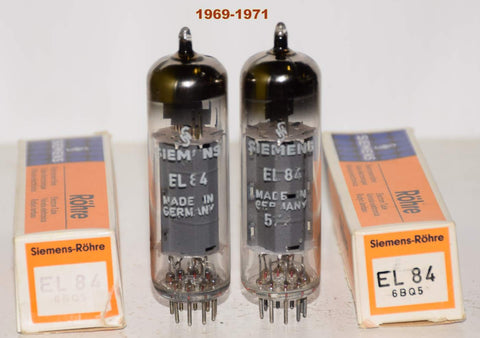 (!!!) (Best Pair #3) EL84 Siemens Halske Germany NOS 1969-1971 (54.0ma and 57.6ma) (Highest mA and Gm)