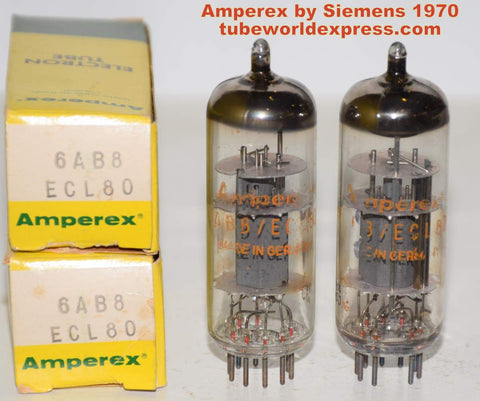 (PAIR) 6AB8=ECL80 Amperex by Siemens Germany low hours/test like new (64-64/35 and 31-33/20)