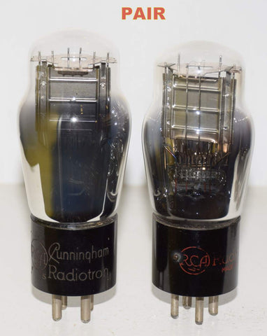 (!!) (Best Value Pair) 71A RCA Cunningham Radiotron used/good 1930's - 1940's same build (21.3ma and 22.2ma)