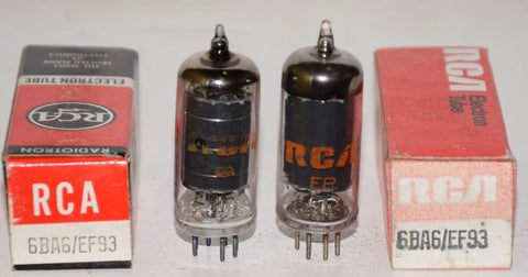 (!!) (Best Pair #2) 6BA6 RCA black plate NOS (10.2ma and 10.8ma)