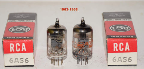 (!!) (BEST PAIR) 6AS6 RCA gray plate NOS 1963-1968 (5.0ma and 5.0ma)