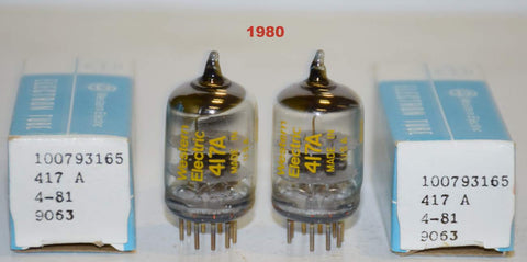 (!!!!) (BEST PAIR) 417A Western Electric NOS 1980 (42.5ma and 44ma)