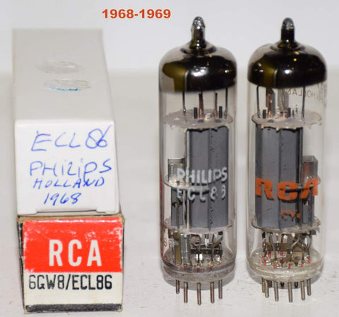 (!!!) (Recommended Value Pair) ECL86=6GW8 Philips Holland NOS 1968-1969 (1.0/1.1ma and 31/34ma)