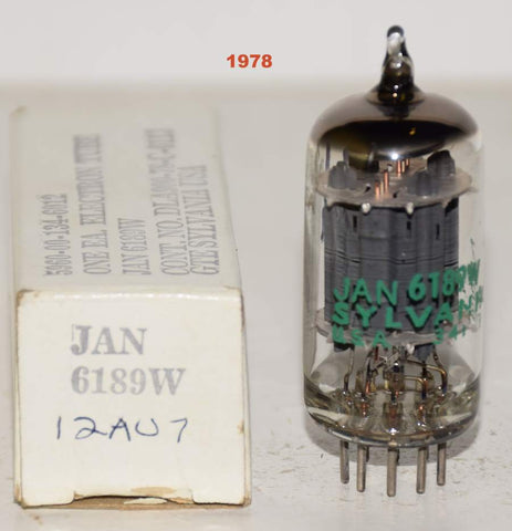 (!!!) (Single) JAN-6189=12AU7WA Sylvania NOS 1978 (9.2/8.8ma) (same Gm)