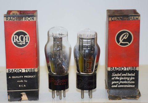 (1 Pair) 31 RCA/Cunningham NOS 1930's - 1940's (12.0ma and 13.2ma) (Same Gm)