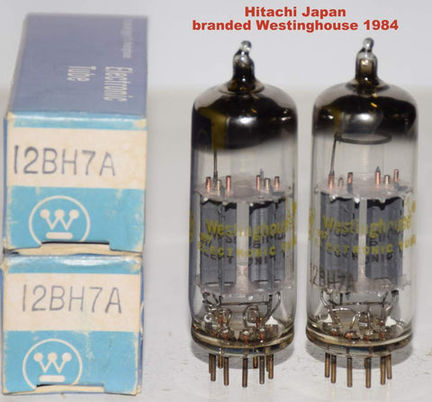 (!!) (Best Value Pair) 12BH7A Hitachi Japan branded Westinghouse NOS 1984 (10.4/9.2ma and 10.2/9.8ma) (McIntosh, Quicksilver, Art Audio, Wells)