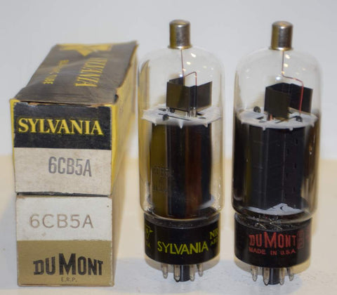 (!!) (Recommended Pair) 6CB5A Sylvania branded Dumont NOS 1960's (58ma and 60ma)