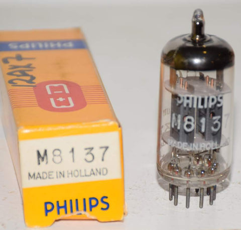 (!!!!) (Good Value 1962) M8137=12AX7S Philips SQ France ribbed plates NOS 1962 (1.1/1.1ma and Gm=1550/1450) (Special Quality 12AX7)