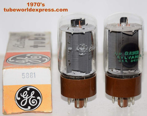 (!!!) (Good Value Pair) 6L6WGB=5881 Sylvania brown base NOS and used/like new (59ma and 61ma)