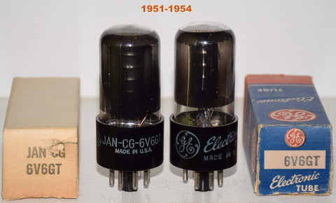 (!!!!) (recommended Pair) 6V6GT GE coated glass NOS 1951-1954 (42ma and 43.5ma) (similar to RCA)