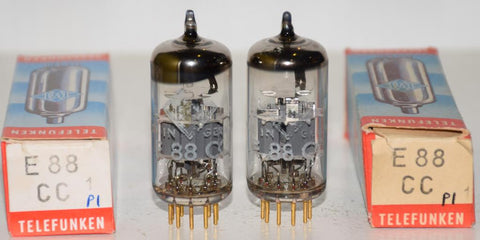 (!!!!) (Best Pair #2) 6922=E88CC Telefunken Germany <> bottom NOS 1960's (15.0/14.9ma and 15.2/15.4ma) 1-3% matched