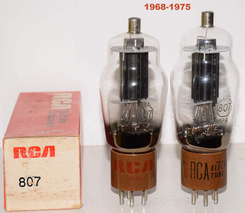 (!!!!) (Best Pair) 807 RCA black plate NOS 1968-1975 (66.5ma and 69.5ma) (very close Gm)