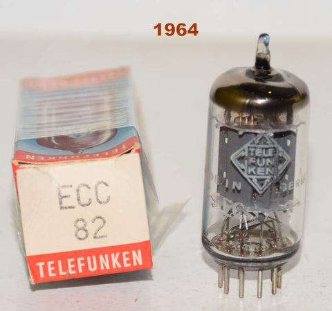 (!!!!) (Best Single #3) ECC82=12AU7 Telefunken Diamond Bottom smooth plates NOS 1964 copper grid posts (10.6ma/10.2ma) 1-3% section balance