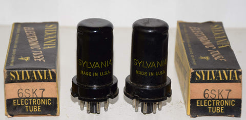 (!!) (Recommended Pair) 6SK7 Sylvania NOS 1950 era (9.2ma and 9.0ma)