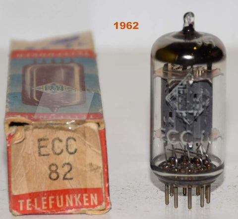 (!!!!!) (Best Single) ECC82=12AU7 Telefunken Diamond Bottom <> smooth plates NOS 1962 (11.0/11.3ma)  1-2% section balance