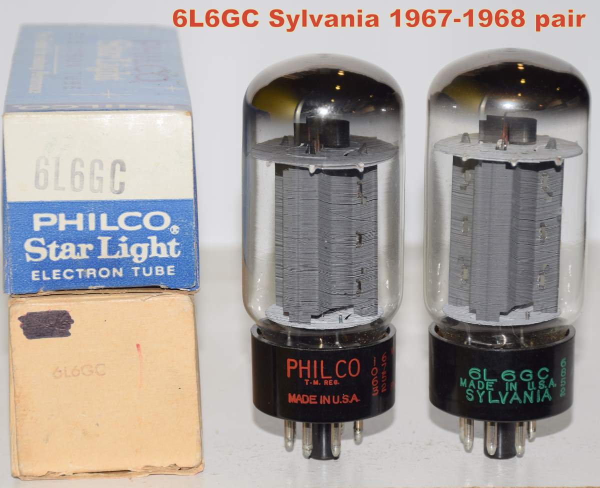 (!!!) (Best Sylvania Pair) 6L6GC Sylvania NOS 1967-1968 - 1 tube branded  Philco (74.5ma and 73ma)