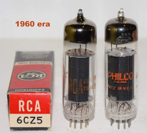 (!!) (Recommended Pair) 6CZ5 RCA black plate NOS 1960 era (50ma and 55ma)