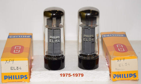 (!!!) (XF4 Pair) EL34 Mullard branded Philips NOS XF4 1975-1979 (89ma and 98ma)