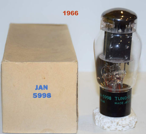 (!!!!) (Recommended Single) JAN-5998 Tungsol black plates top and side getter NOS 1966 (91ma and 87ma) (Close Gm)