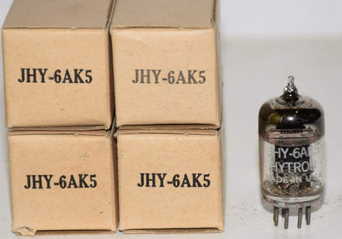 (!!) (Set of 4) JHY-6AK5 Hytron black plate NOS 1952 (test between 6-8ma unmatched) (4 for $39.99)