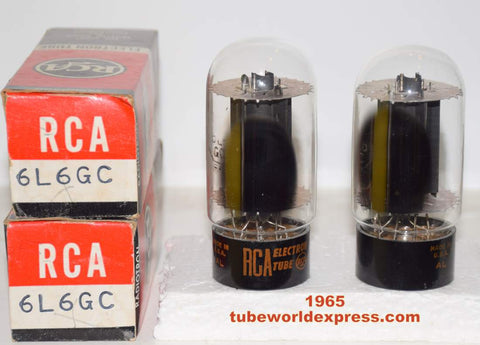 (!!!!!) (Best Pair 1965) 6L6GC RCA black plate NOS 1965, both have slightly tilted glass (71.6ma and 71.8ma)