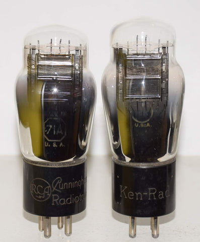 (!!!!) (Best Value Pair) 71A RCA and Ken Rad used/good 1930's (22ma and 22.6ma)