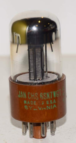 (!!!) (Recommended Single) JAN-CHS-6SN7WGT Sylvania parallel black plates like new 1952 (6.8ma and 6.6ma)