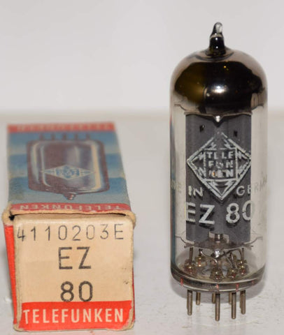 (!!!) (Best Single) EZ80=6V4 Telefunken Germany <> bottom NOS 1969 (60/40 and 62/40) (rare)